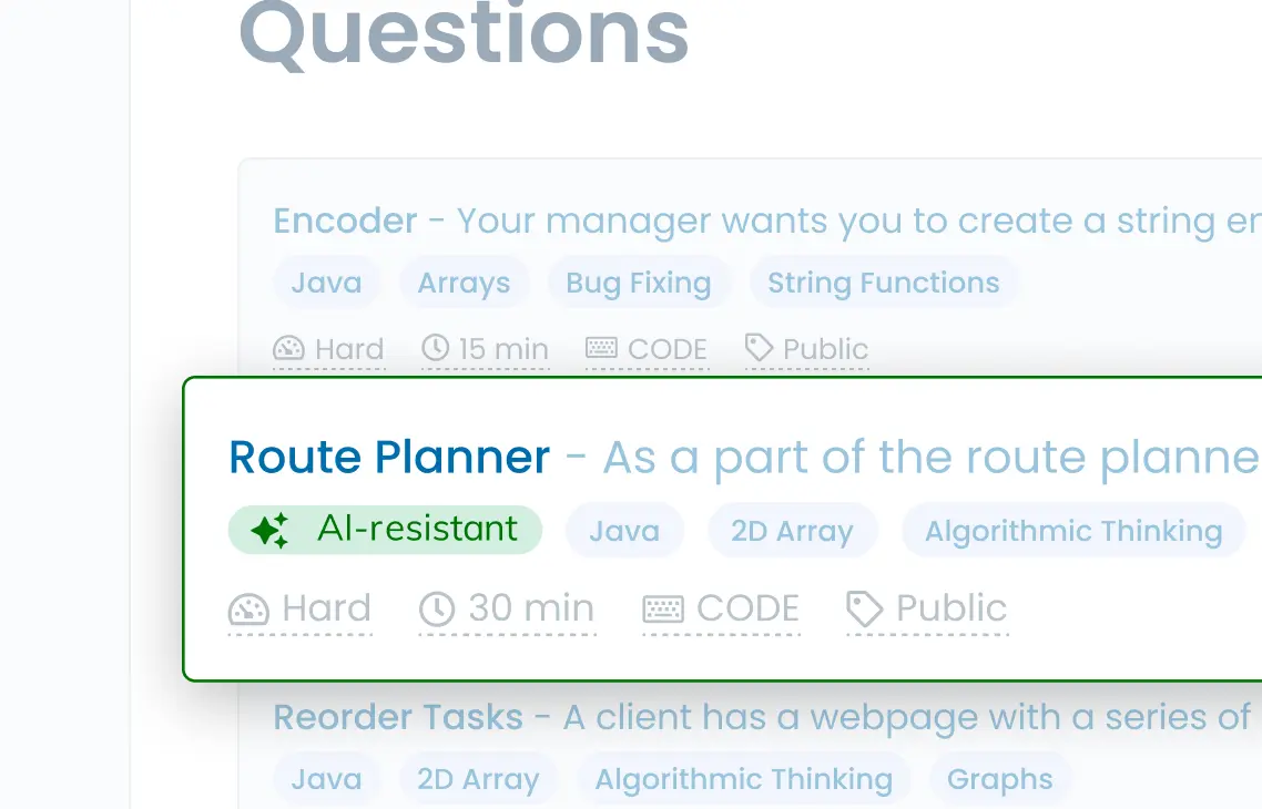 Illustration of a sample question with AI-resistant tag.