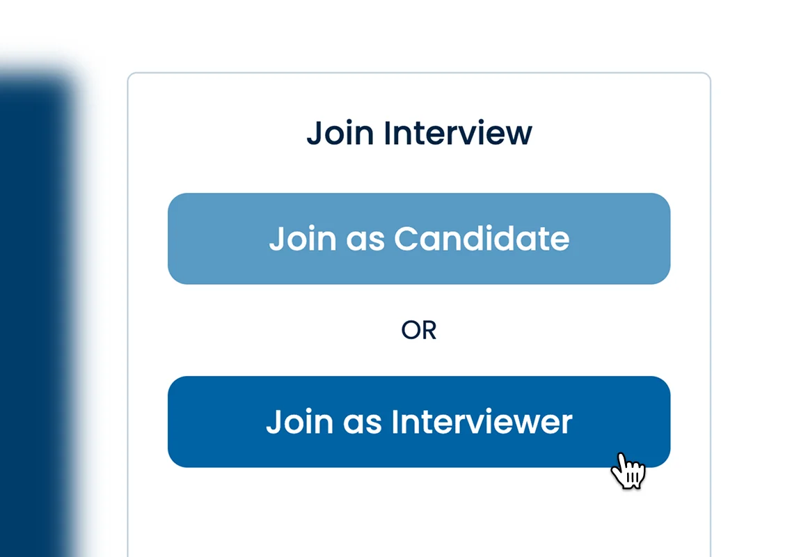 Illustration of the "Join as Interviewer" button available in the lobby.