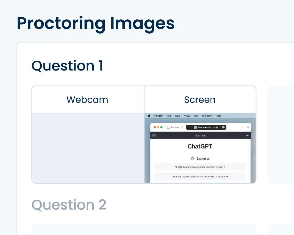 Illustration of a proctoring image pair focusing on the screen image.