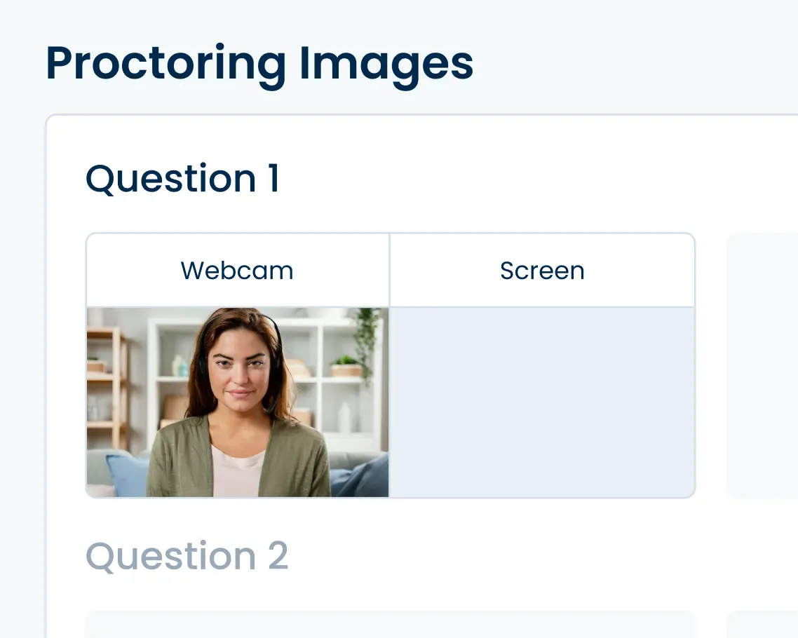 Illustration of a proctoring image pair focusing on the webcam image.