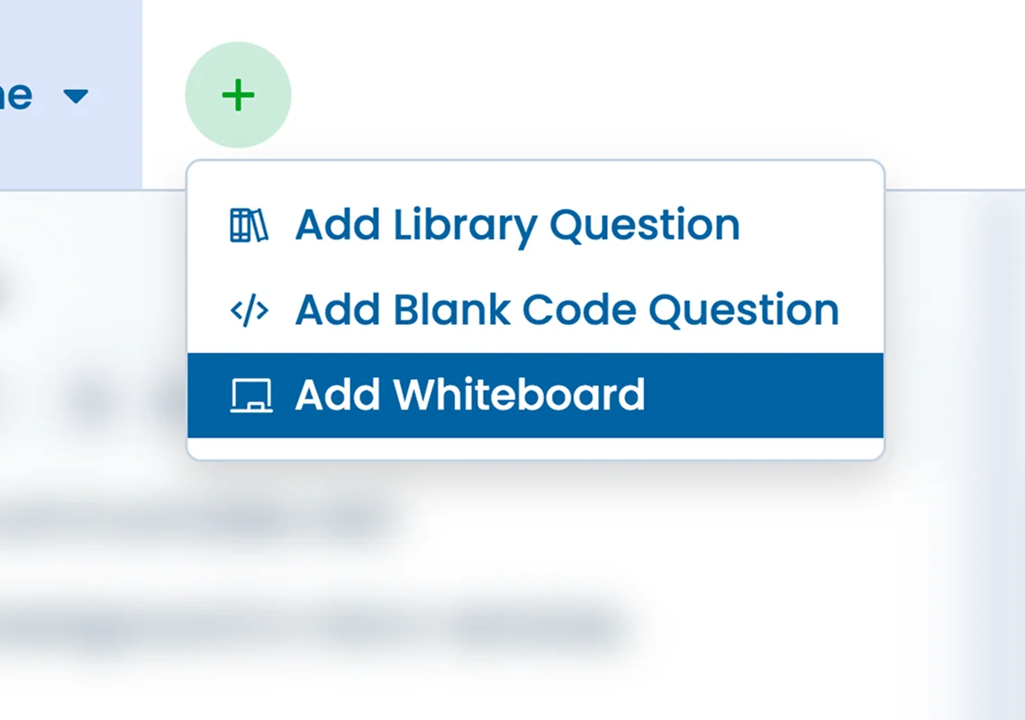 Illustration of the dropdown highlighting the "Add Whiteboard" option.